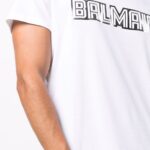 Balmain Tshirt (White) / metallic-logo crew-neck T-shirt