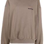 BALENCIAGA Sweatshirt (Brown) / logo print crew neck sweatshirt