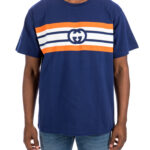 GUCCI Tshirt (Navy Blue) / Interlocking G stripe print T-shirt
