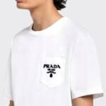 PRADA Tshirt (White) / embroidered-logo pocket cotton T-shirt